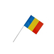 Steag de Mana Tricolor Romania, Drapel cu Bat din Plastic, Material Textil Rezistent, pentru Evenimente si Scoala, 20 x 30 cm