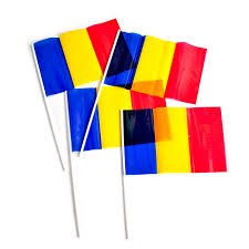Steag de Mana Tricolor Romania, Drapel cu Bat din Plastic, Material Textil Rezistent, pentru Evenimente si Scoala, 20 x 30 cm