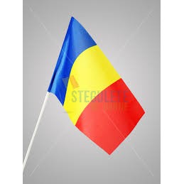 Steag de Mana Tricolor Romania, Drapel cu Bat din Plastic, Material Textil Rezistent, pentru Evenimente si Scoala, 20 x 30 cm