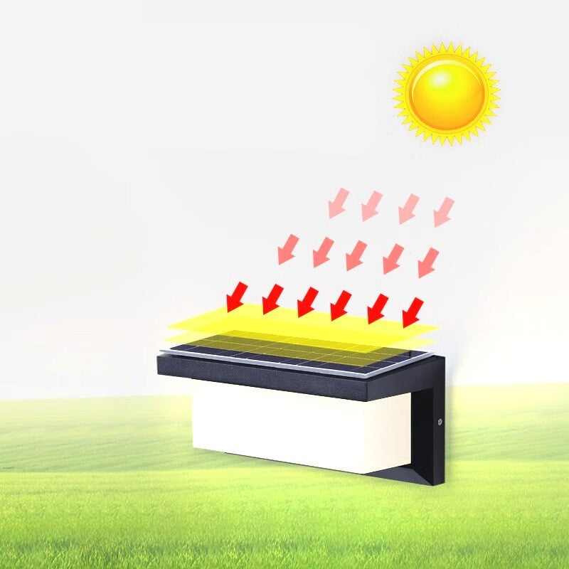 Aplica Solara De Exterior Cu LED, Lampa De Perete Cu Senzor De Lumina, 3 Trepte De Iluminat, Protectie IP65, Design Arc, Plastic ABS, 18W, 150 Lumeni, 60 LED, Alb Rece, 13.5 x 8 cm