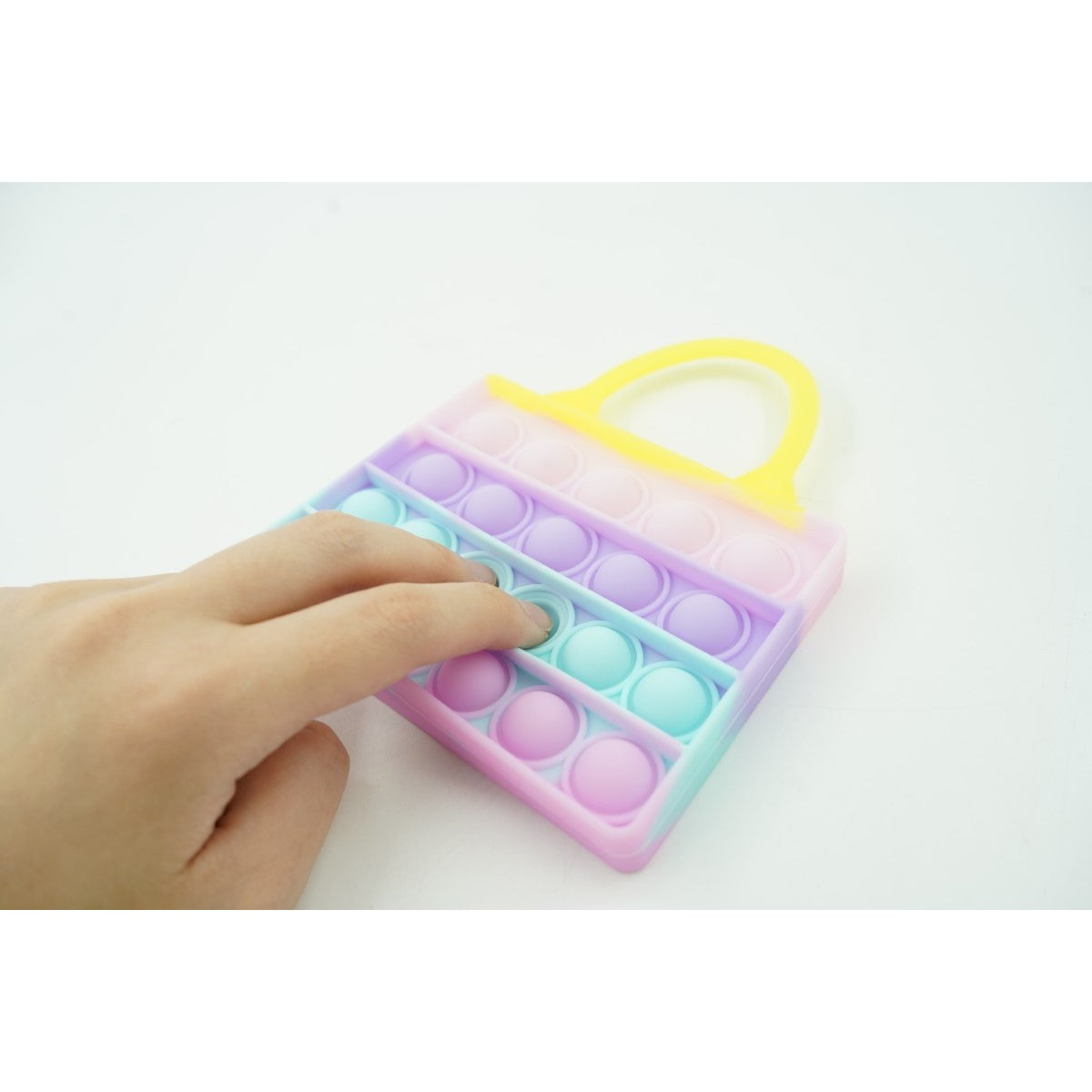 Geanta de Umar Antistres Pop It Now And Flip It, Jucarie Senzoriala din Silicon, Model Macarons, Colorat multi-color