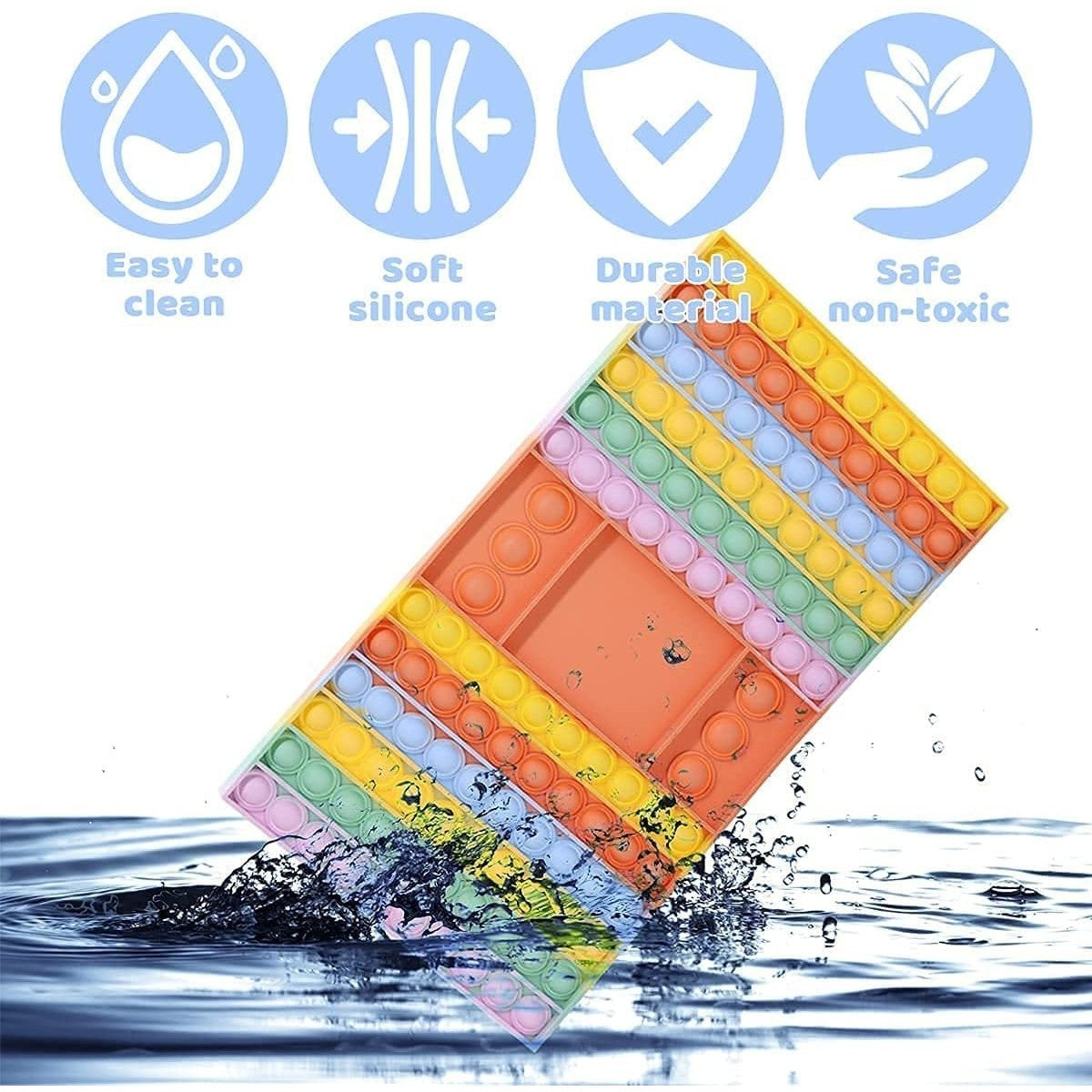 Joc Interactiv Antistres Pop It Now and Flip It, Tabla de Joc cu 2 Zaruri, Silicon Moale, Model Macarons, Multicolor