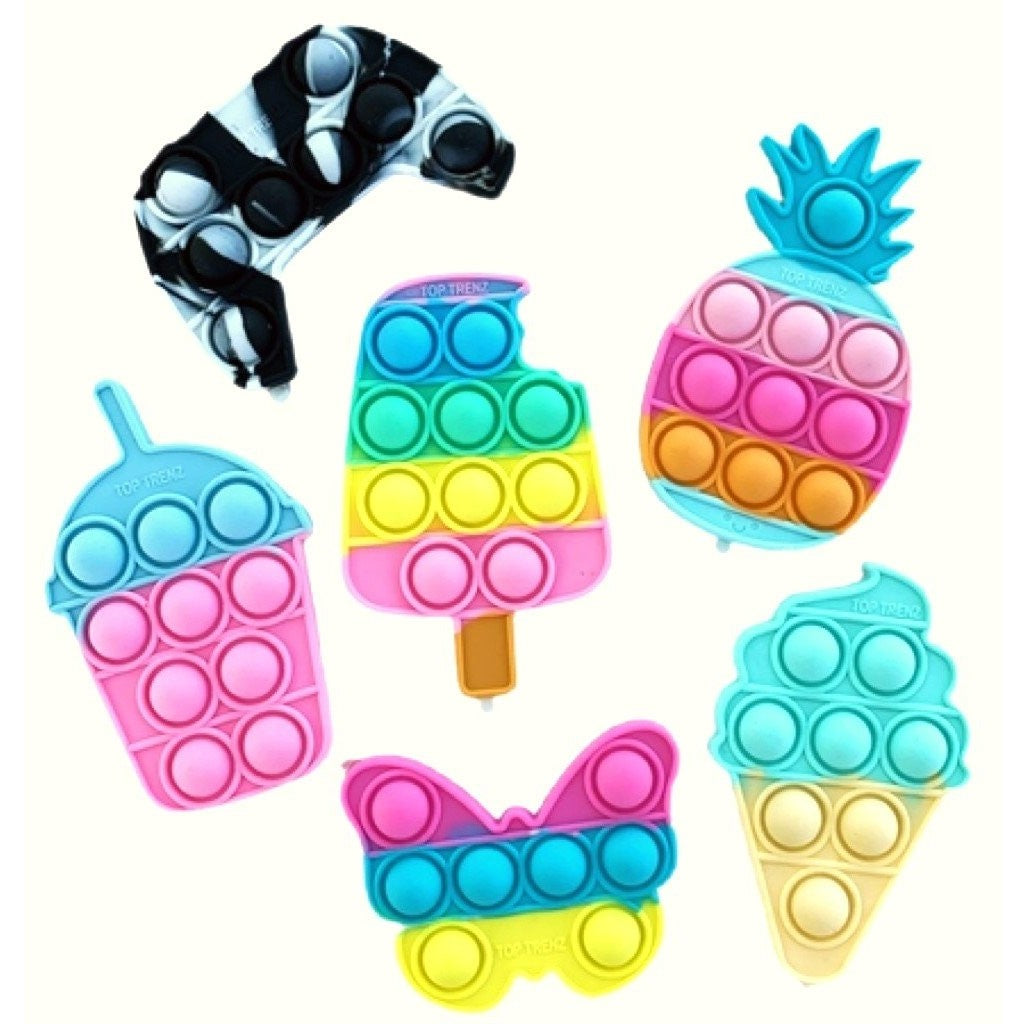 Jucarie Antistres Pop It, Now and Flip It cu Stickere, Silicon, Model Mixt
