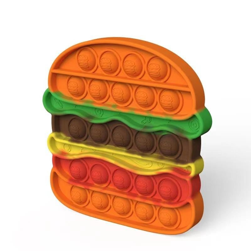 Jucărie Antistres Pop It Now and Flip It, Model Hamburger, Silicon Flexibil, Portocaliu
