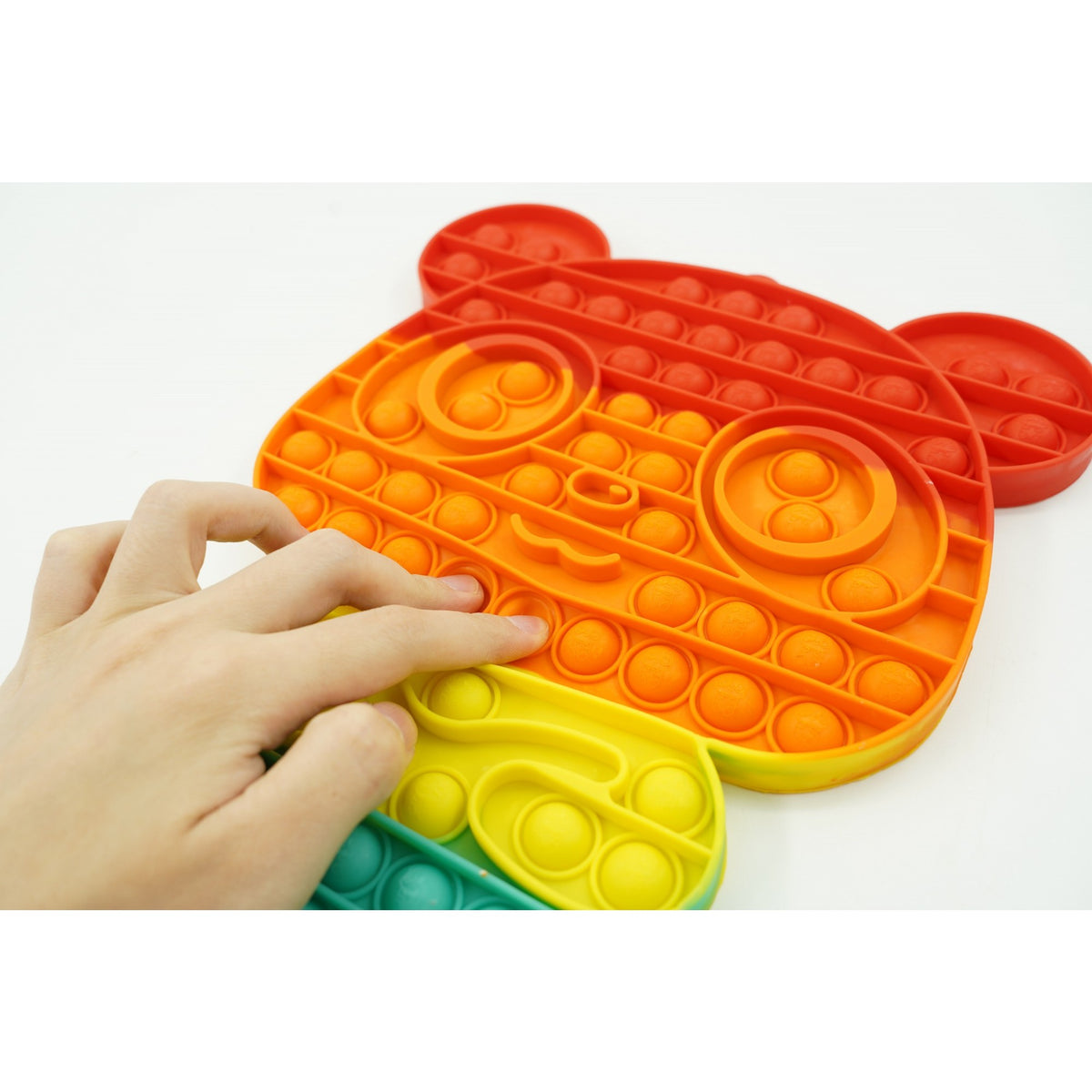 Jucarie Antistres Pop It Now and Flip It, Model Ursulet Panda Reversibil, Silicon Flexibil, Multicolor, Model 2