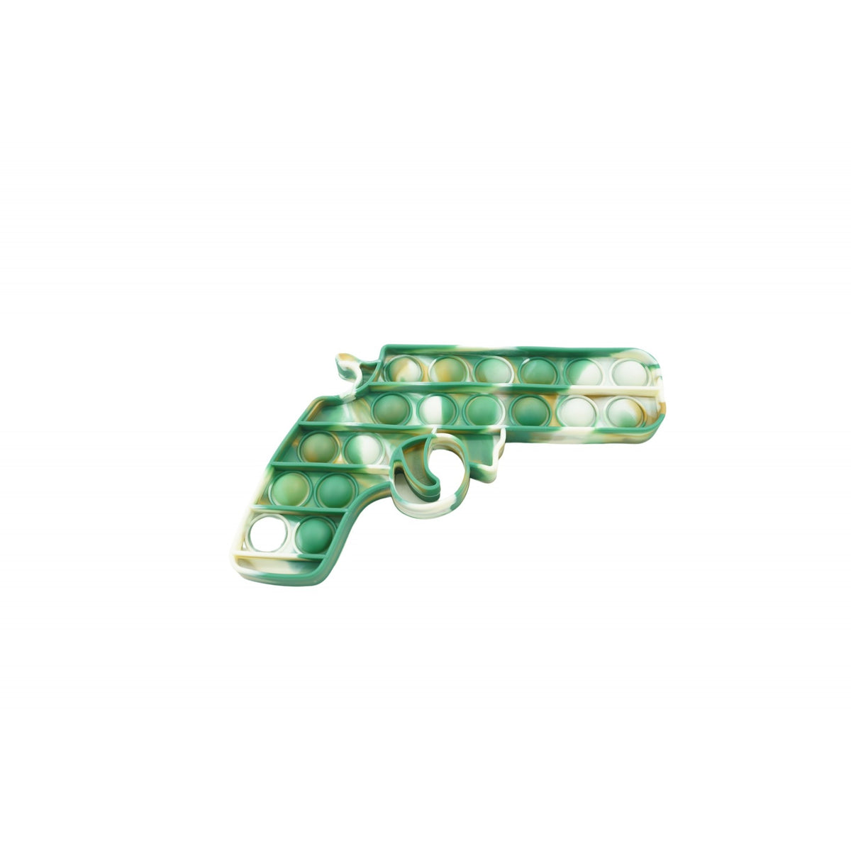Jucarie Antistres Pop It Now and Flip It, Model Pistol, Silicon Flexibil, Alb/Verde