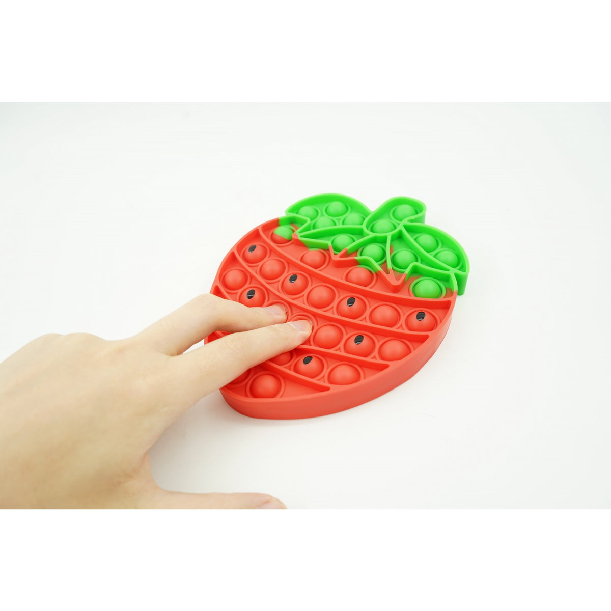 Jucărie Antistres Pop It Now and Flip It, Formă Căpșună, Silicon, Roșu/Verde