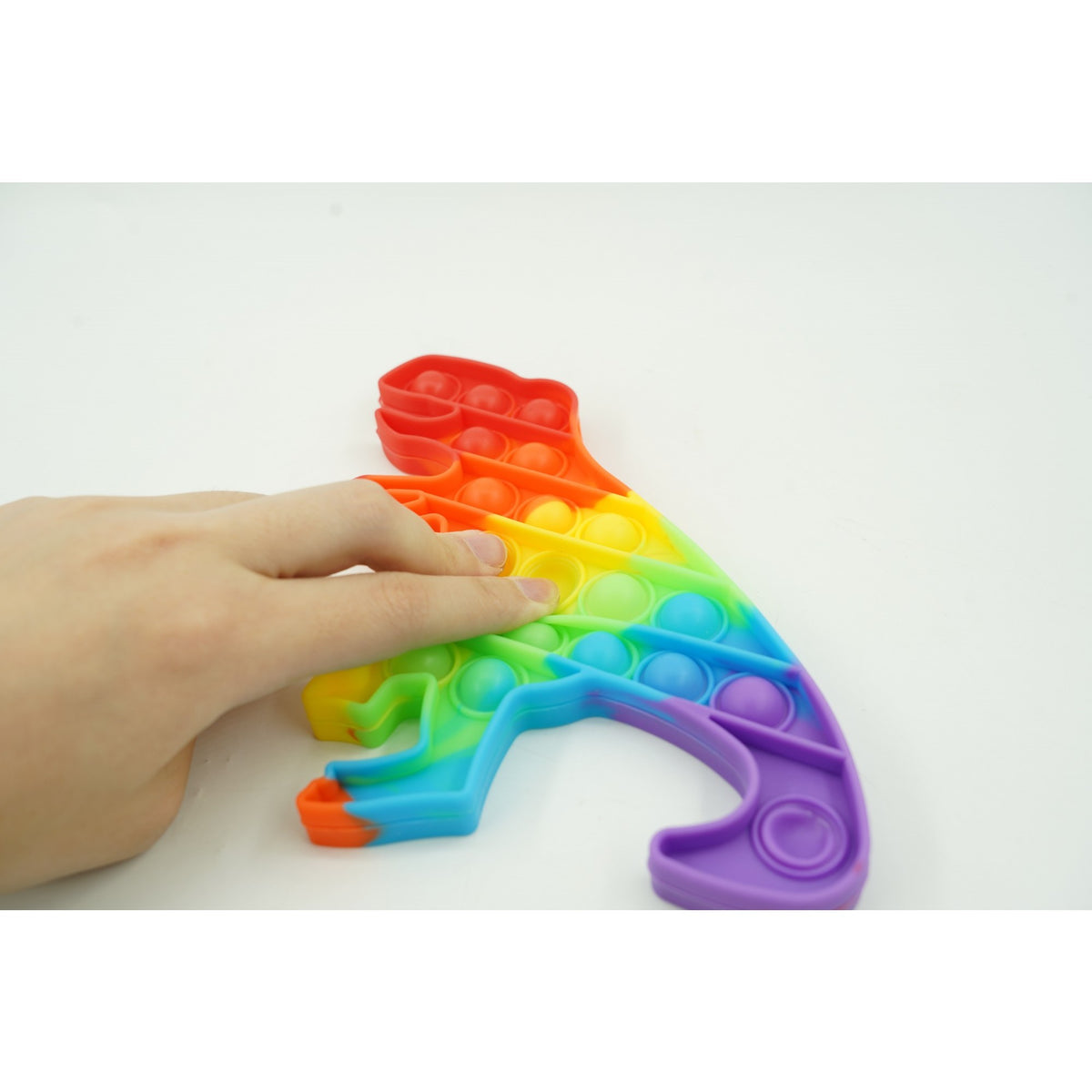 Jucarie Antistres Pop It Now and Flip It, Model Dinozaur Mic, Silicon Flexibil, Design Multicolor, Varianta 1