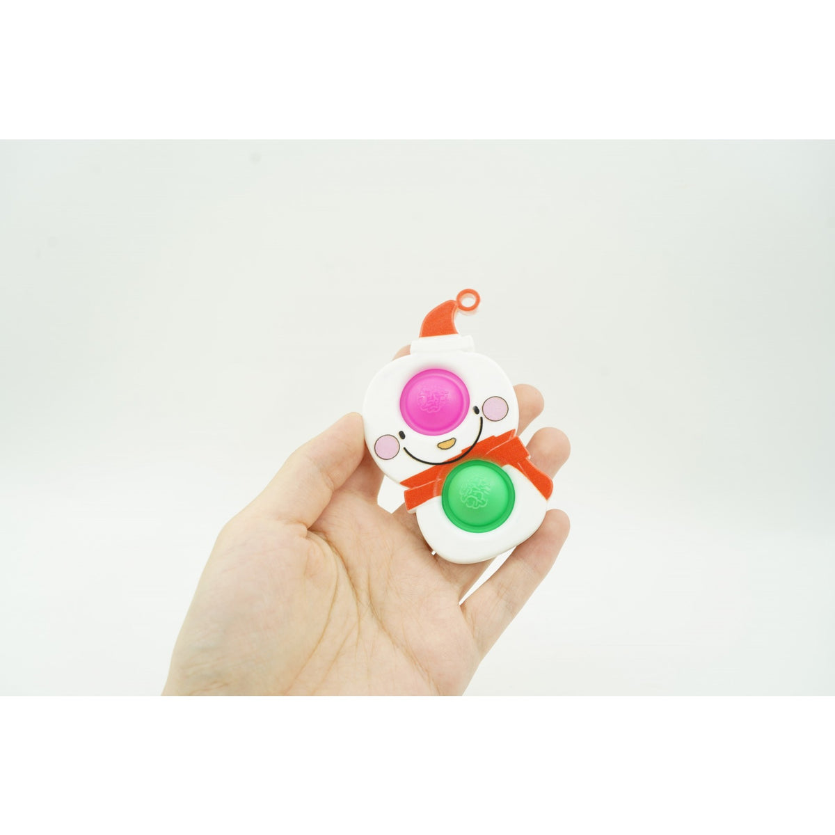 Jucărie Senzorială Antistres Simple Dimple, Breloc cu 2 Butone, Model Om de Zăpadă, Multicolor