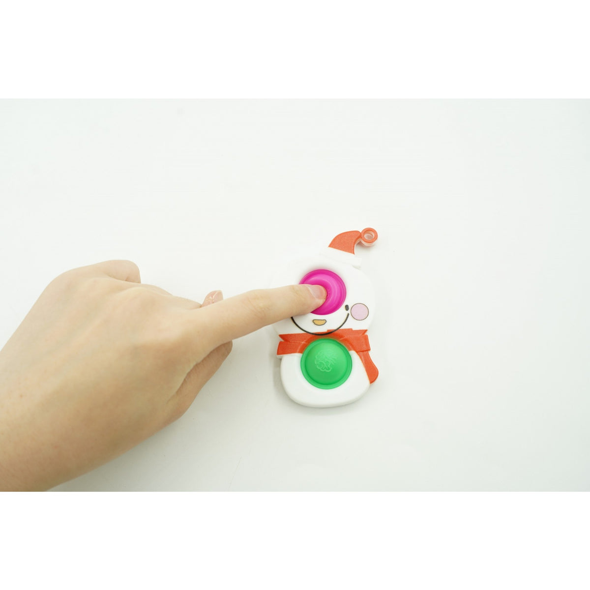 Jucărie Senzorială Antistres Simple Dimple, Breloc cu 2 Butone, Model Om de Zăpadă, Multicolor