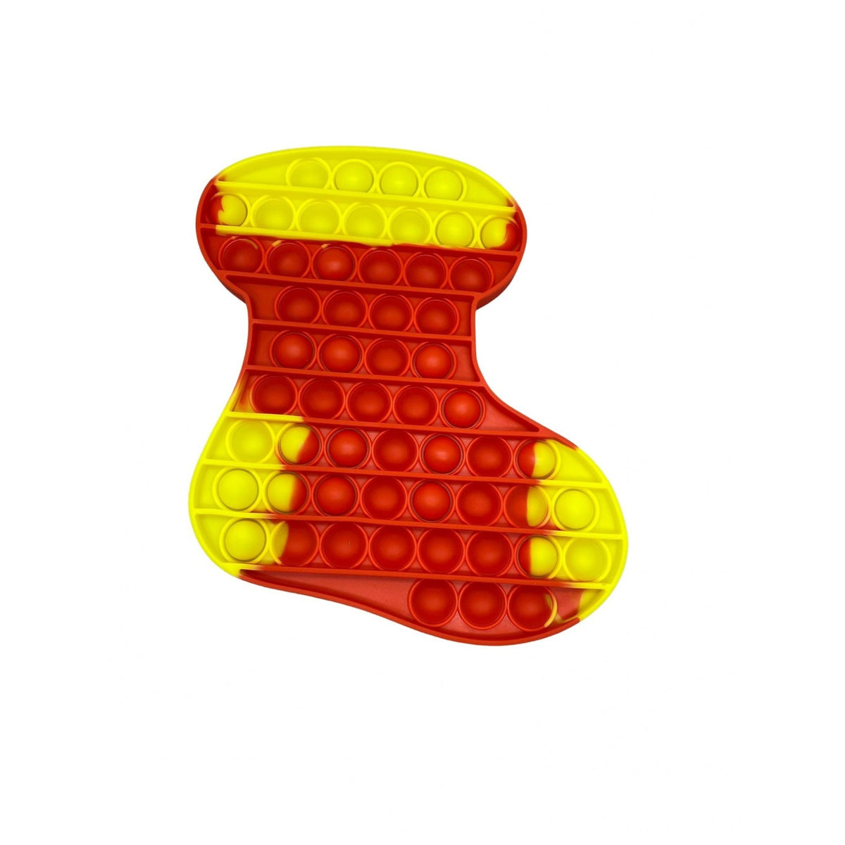 Jucărie Antistres Pop It Now and Flip It, Model Ciorap de Crăciun, Silicon, Roșu/Galben