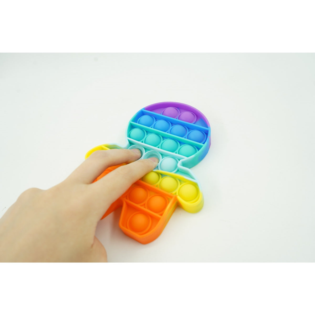 Jucarie Antistres Pop It Now and Flip It, Model Om, Silicon Flexibil, Design Reversibil, Multicolor