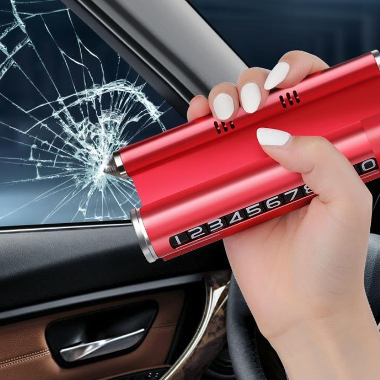 Suport Numar de Telefon Auto cu Odorizant si Functie de Parcare, Rosu, Multifunctional 5 in 1, Silicon si Plastic Rezistent, Universal