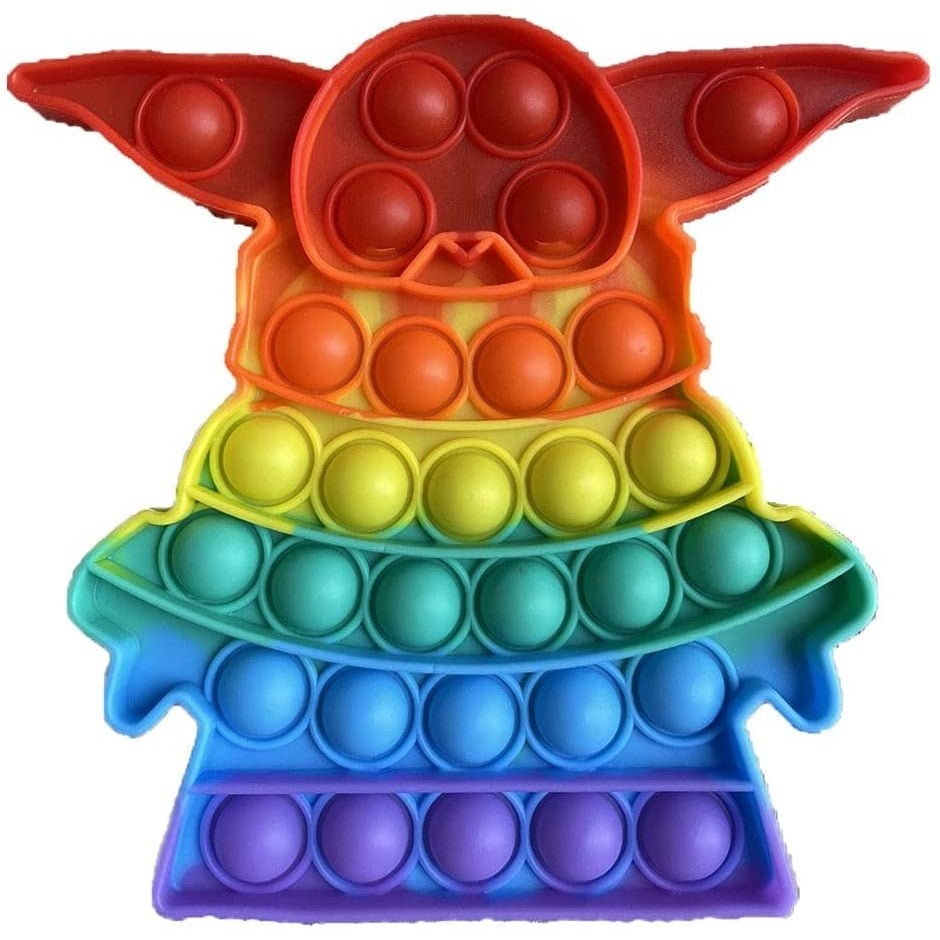 Jucarie Antistres Pop It Now and Flip It, Design Baby Yoda, Silicon Flexibil, Model Curcubeu, 1 Bucata