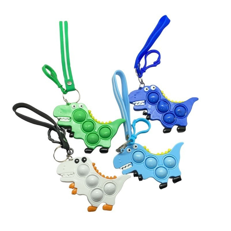 Jucărie Antistres Pop It, Breloc Simple Dimple, Silicon, Dinozaur, Verde