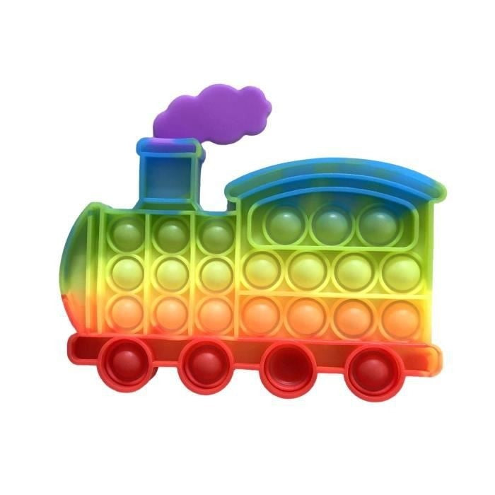 Jucărie Antistres Pop It Now and Flip It, Formă Tren, Silicon, Multicolor