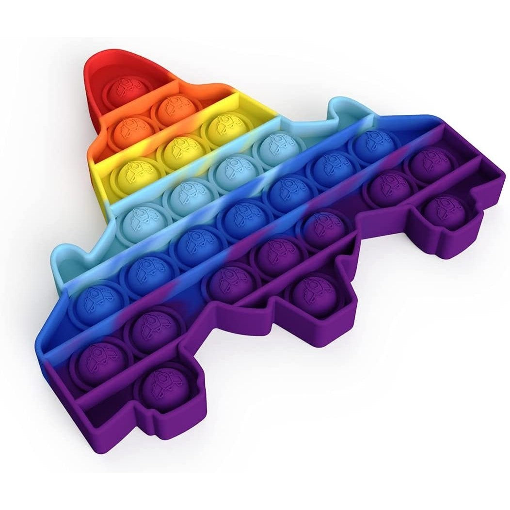 Jucarie Antistres Pop It Now and Flip It, Model Avion, Silicon Flexibil, Design Senzorial Reutilizabil, Multicolor