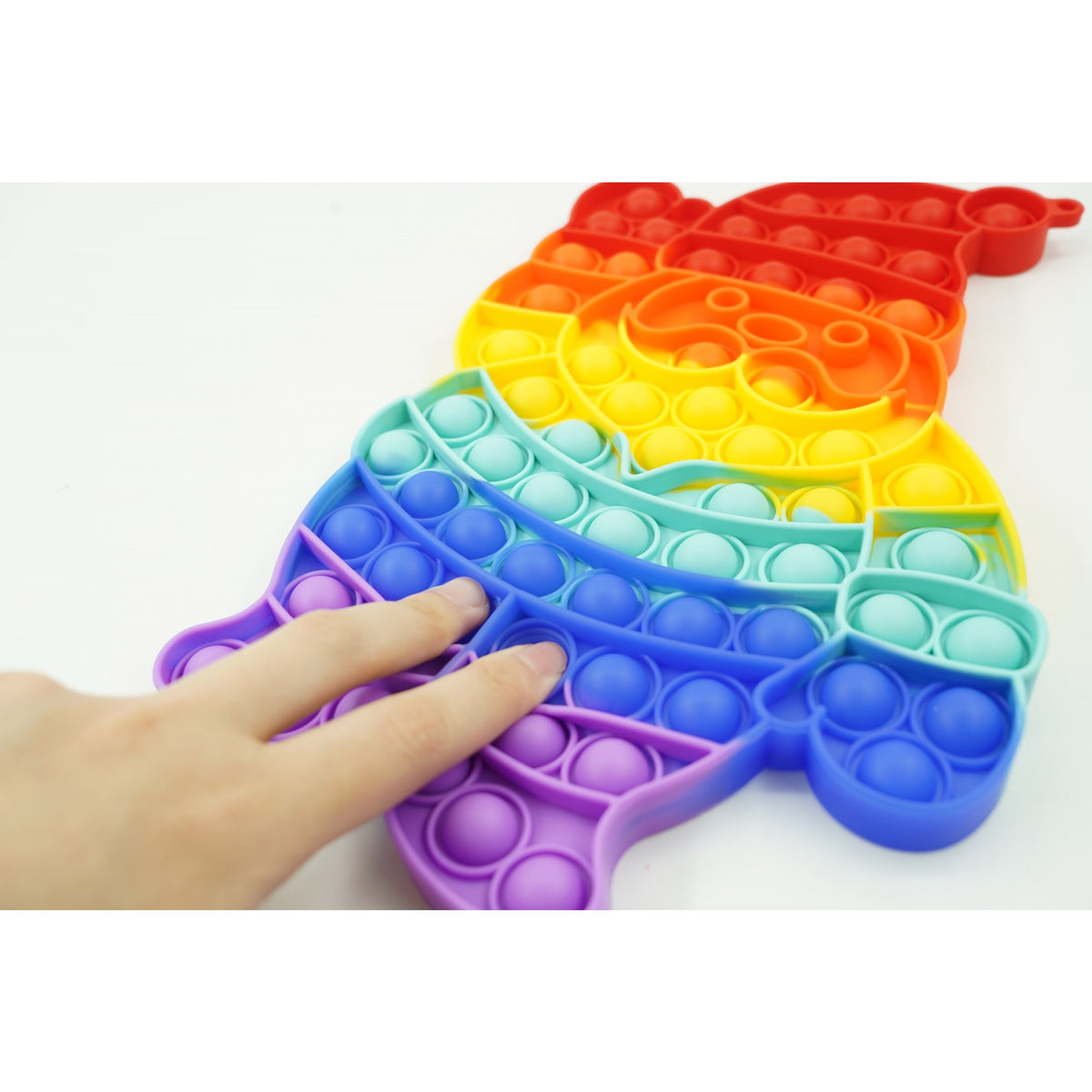 Jucarie Antistres Pop It Now and Flip It, Model Mos Craciun, Silicon Flexibil, Design Curcubeu Multicolorduoa