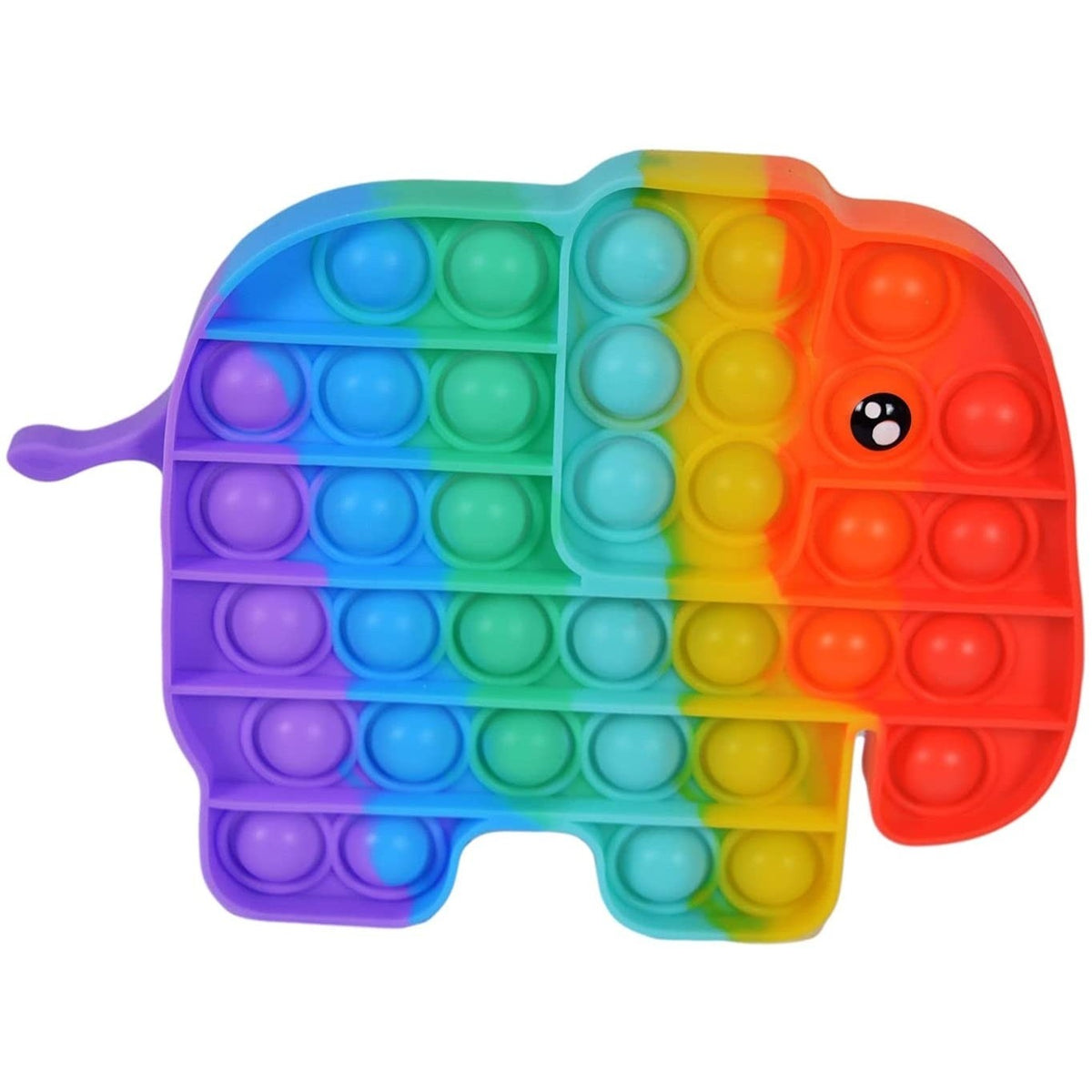 Jucarie Antistres Pop It Now and Flip It, Model Elefant Mic, Silicon Flexibil, Design Multicolor Curcubeu, 1 Bucata