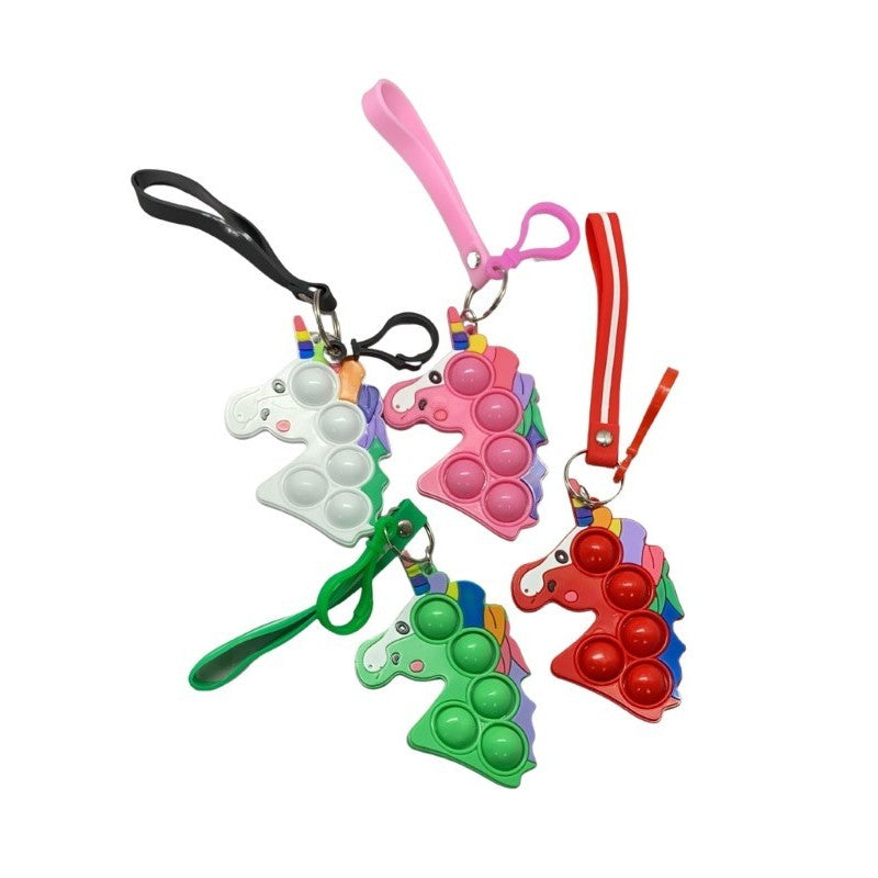 Jucarie Antistres Pop It Simple Dimple, Breloc Unicorn, Silicon, Alb