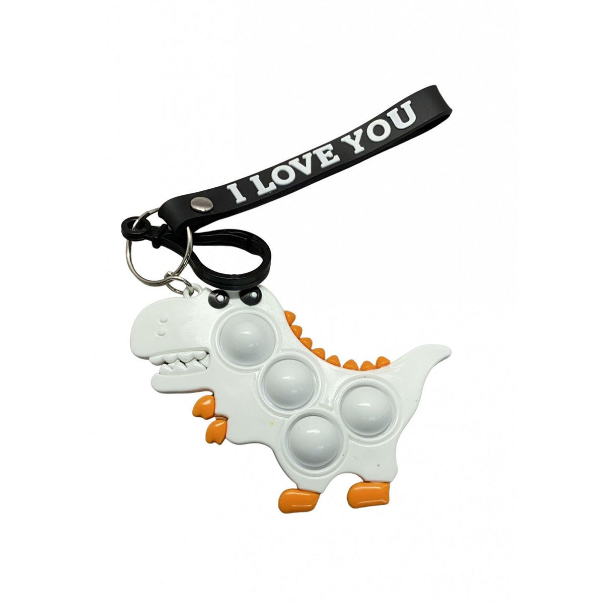 Jucarie Antistres Pop It Simple Dimple, Breloc Dinozaur, Silicon, Alb