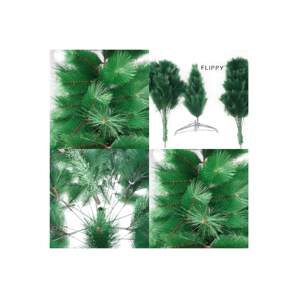 Brad Artificial de Craciun Tip Pin, Ace 3D 12 cm, 260 Ramuri, Suport Metalic Inclus, Inaltime 180 cm, Verde