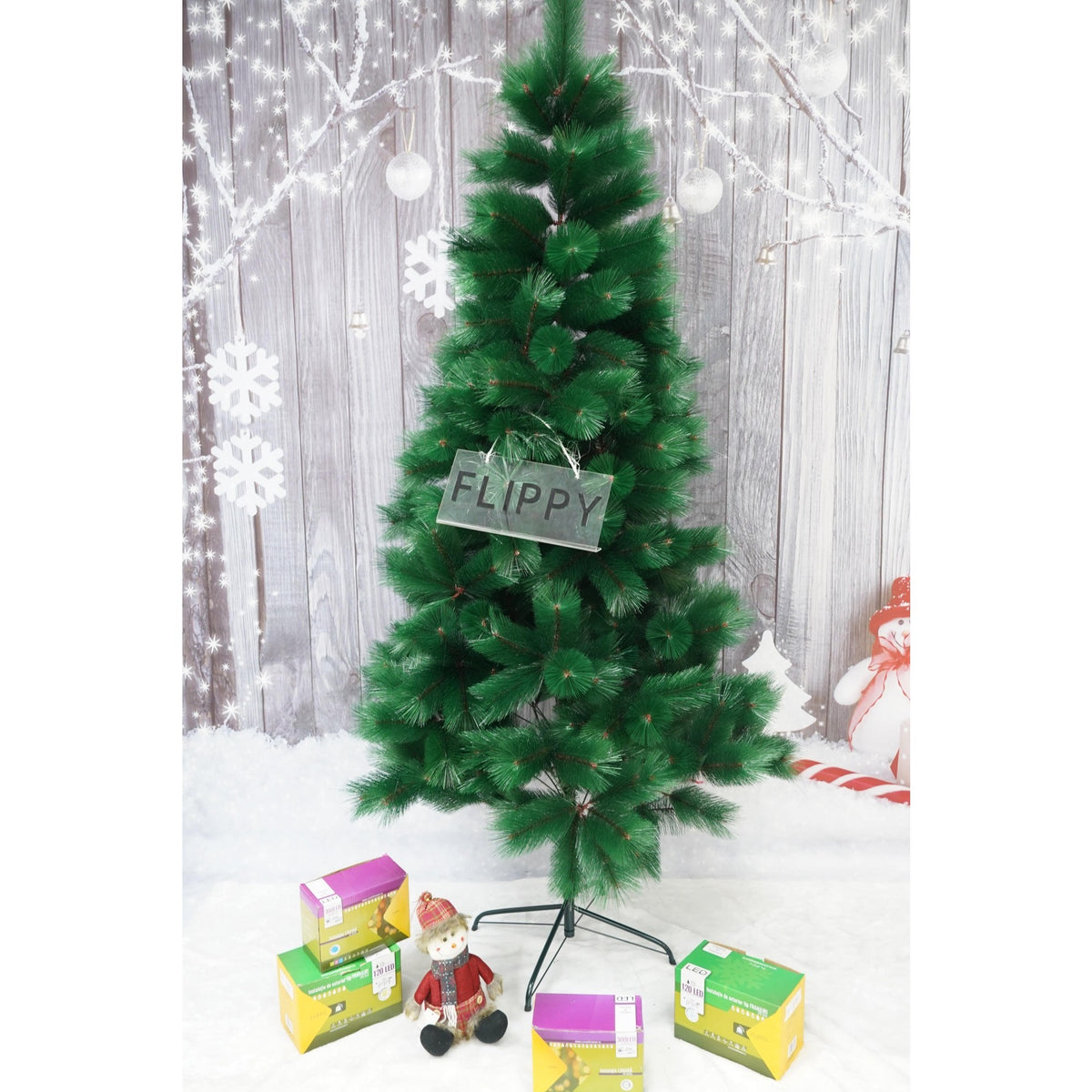 Brad Artificial de Craciun Tip Pin, Ace 3D 12 cm, 260 Ramuri, Suport Metalic Inclus, Inaltime 180 cm, Verde