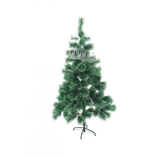 Brad Artificial de Craciun, Tip Pin Inzapezit cu Ace 3D, Aspect Natural, Material PVC, 160 Ramuri, Inaltime 150 cm, Diametru 85 cm, Suport Metalic Inclus, Verde cu Varfuri Ninse