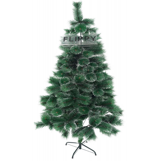 Brad Artificial De Crăciun Tip Pin Înzăpezit, Ace 3D Realiste, 260 Ramuri, Suport Metalic Inclus, Verde Cu Vârfuri Ninse, Înălțime 180 cm, Diametru 105 cm