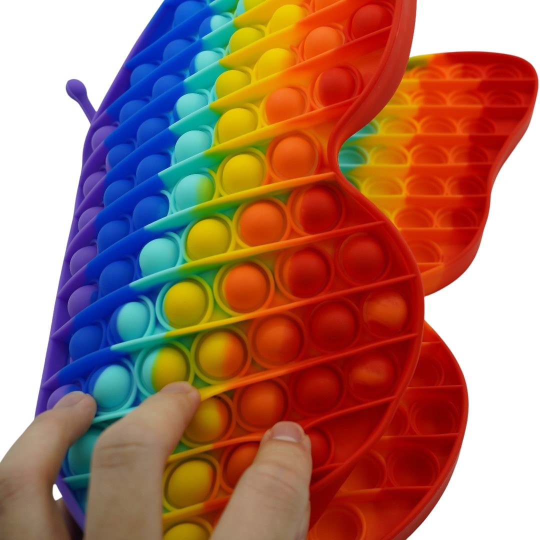 Pop It Now Jucarie Antistres, Forma Fluture Senzoriala, Silicon, Multicolor, 40x30 cm