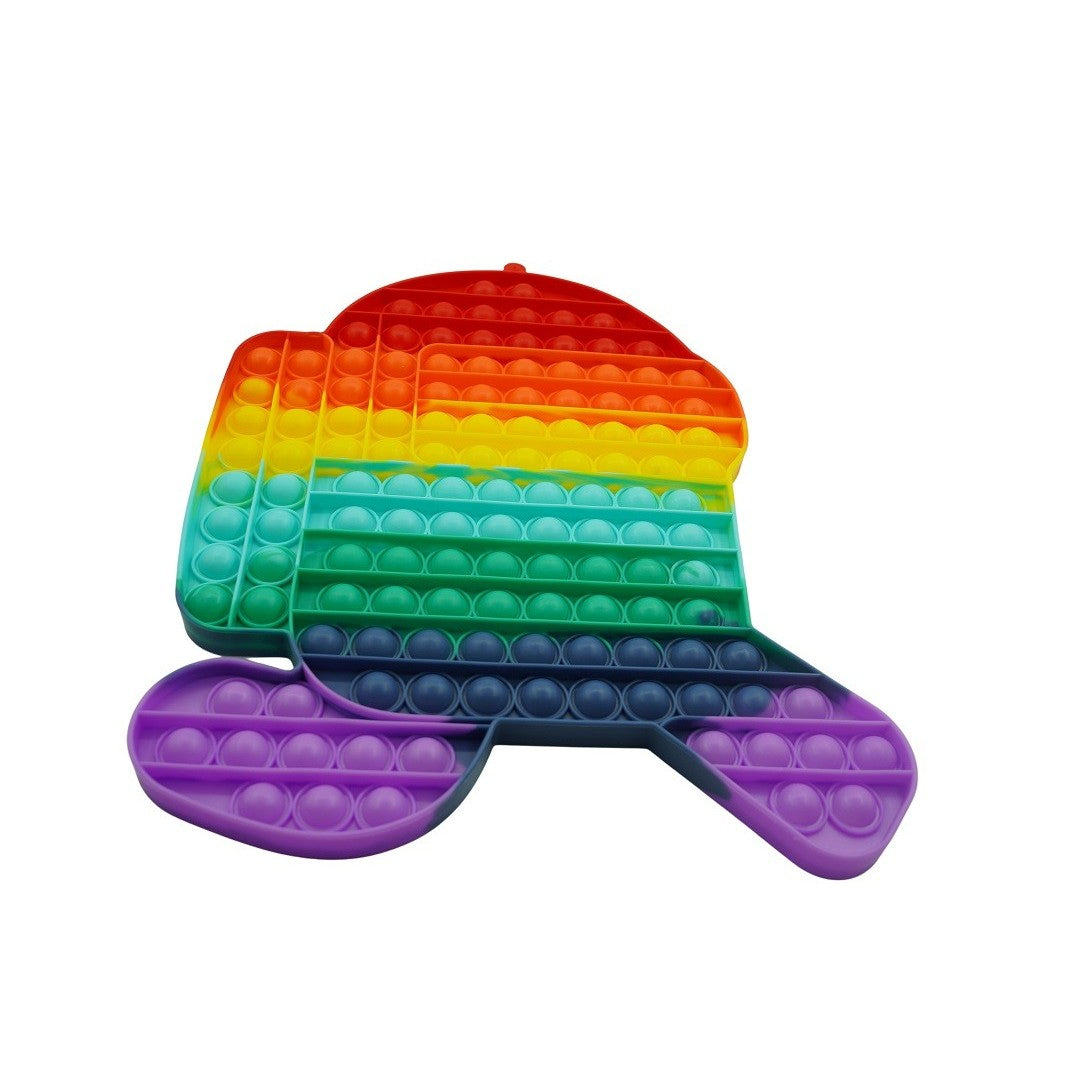 Pop It Now Jucarie Antistres Senzoriala Uriasa, Forma Among Us cu 200 Bule, Silicon Flexibil, Multicolor, 40x30x1.5 cm