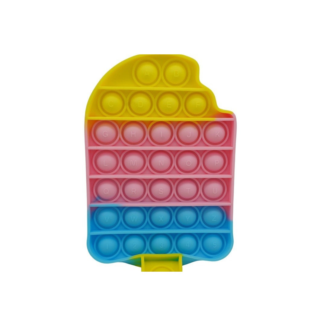 Jucarie Antistres Pop It Now and Flip It, Invatare Alfabet si Cifre, Model Inghetata, Silicon Flexibil, Multicolor