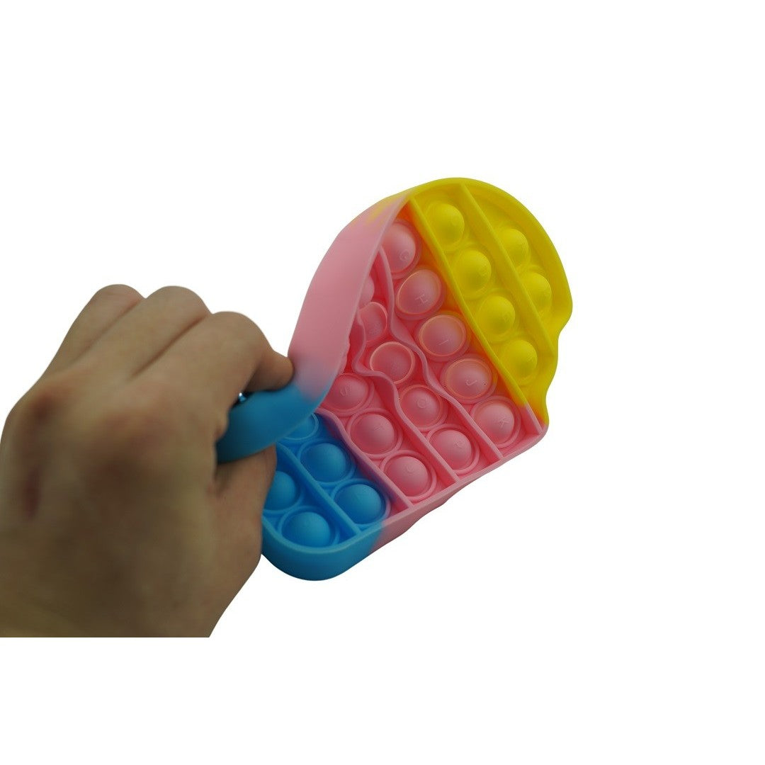 Jucarie Antistres Pop It Now and Flip It, Invatare Alfabet si Cifre, Model Inghetata, Silicon Flexibil, Multicolor