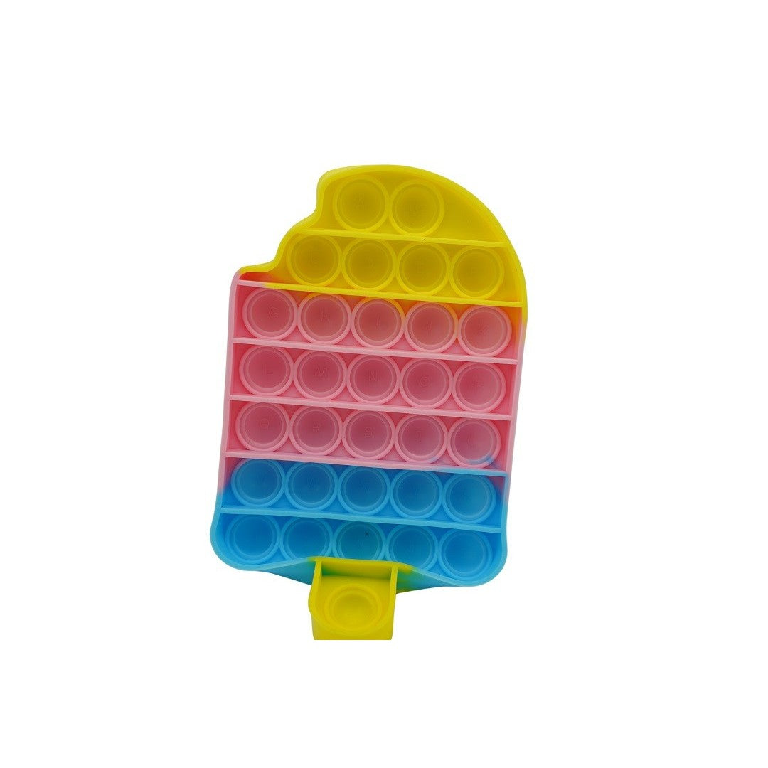Jucarie Antistres Pop It Now and Flip It, Invatare Alfabet si Cifre, Model Inghetata, Silicon Flexibil, Multicolor