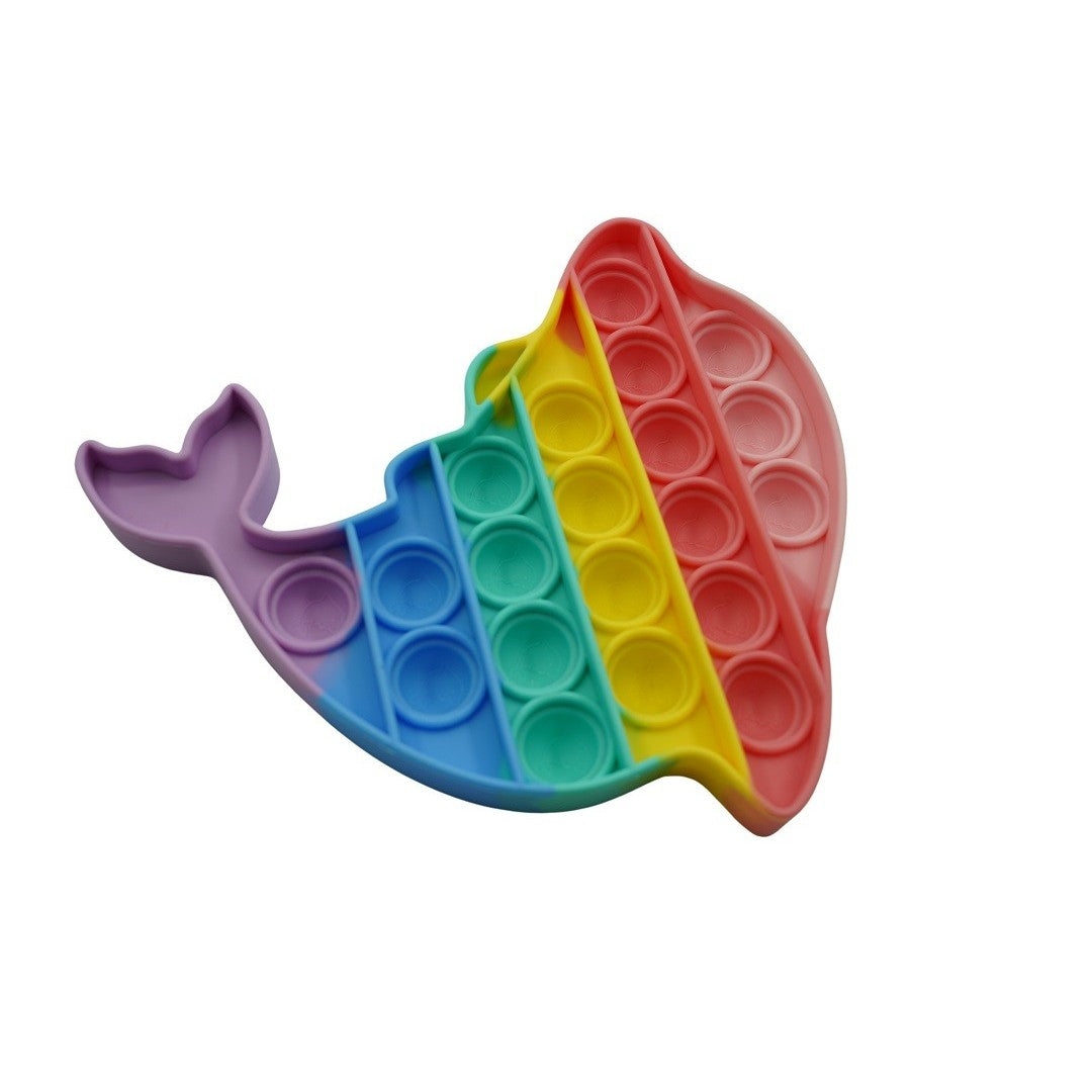 Jucarie Antistres Pop It Now and Flip It, Model Delfin, Senzoriala si Educativa, Silicon Moale Impermeabil, Multicolor