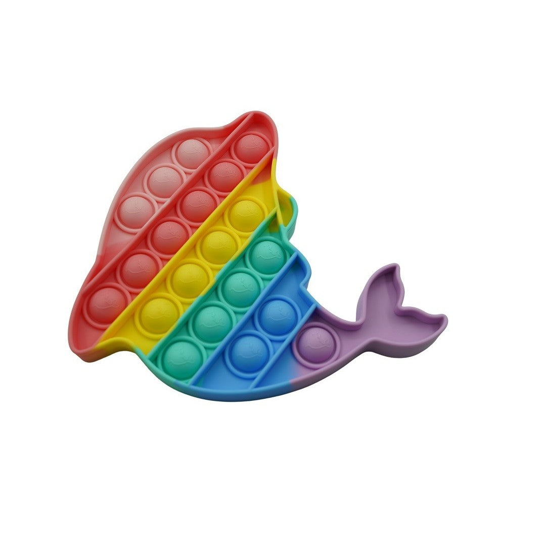 Jucarie Antistres Pop It Now and Flip It, Model Delfin, Senzoriala si Educativa, Silicon Moale Impermeabil, Multicolor