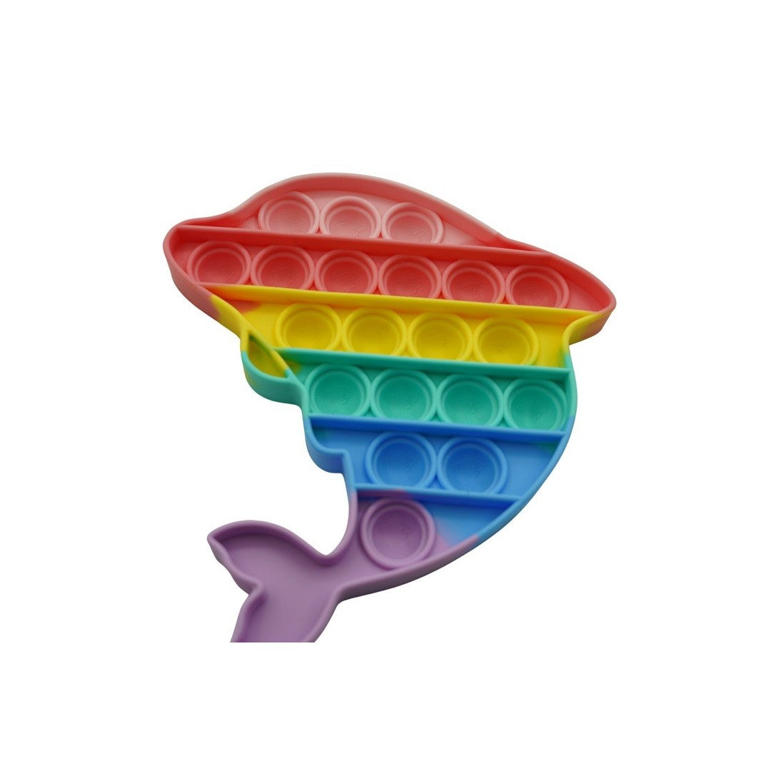 Jucarie Antistres Pop It Now and Flip It, Model Delfin, Senzoriala si Educativa, Silicon Moale Impermeabil, Multicolor
