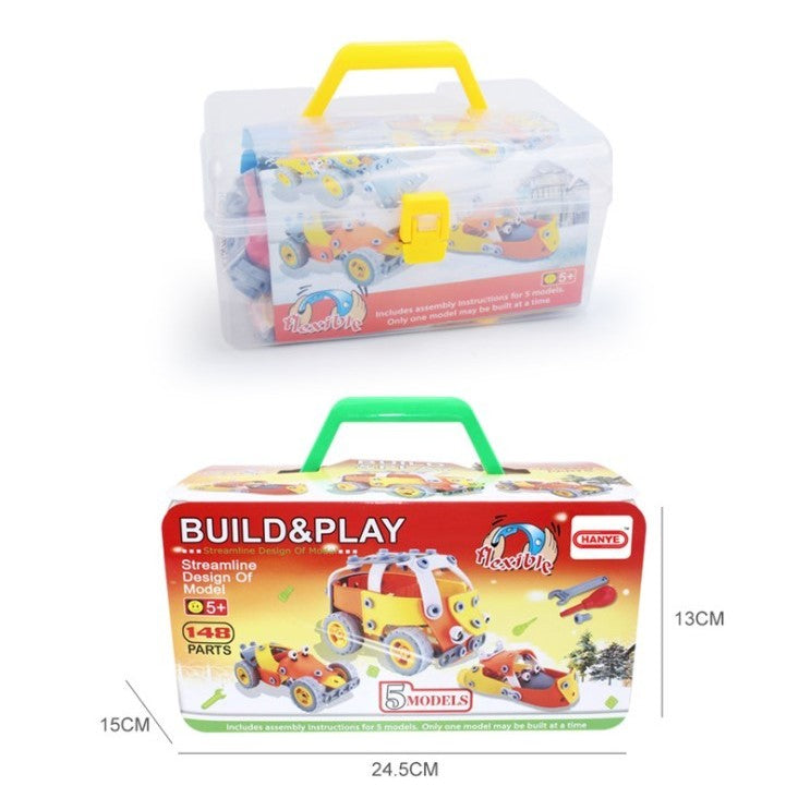 Set De Constructie Mecanica 5 In 1, Joc Educativ STEM Inginerie Si Creativitate, Plastic Rezistent Non-Toxic, 148 Piese