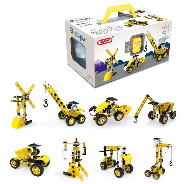 Joc de Constructie Inginerie si Mecanica, Set Educativ STEM pentru Masini si Elicoptere, Material Rezistent Non-Toxic, Include Unelte si Instructiuni, 100 Piese