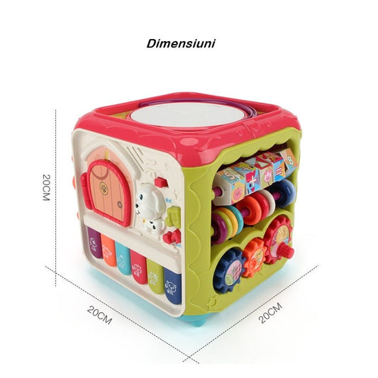 Cub Activitati 6 In 1 Pentru Bebelusi, Centru Educational Cu Pian Muzical, Lumini Si Sortator Forme, Plastic Non-Toxic, Multicolor
