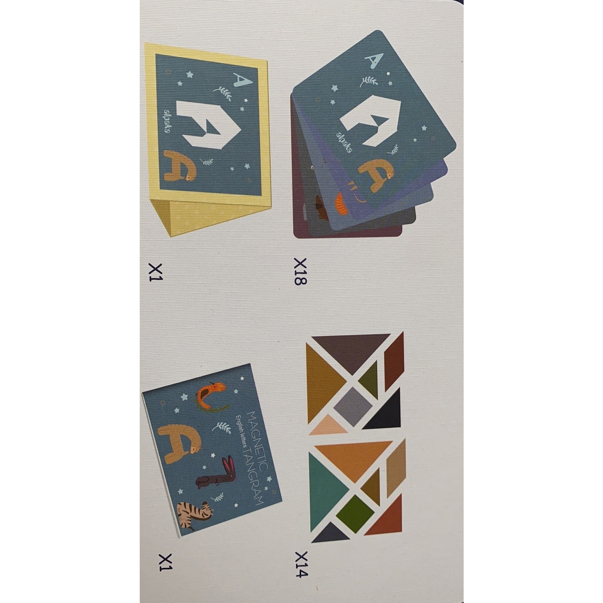 Joc Magnetic Tangram cu Tabla si Piese Geometrice, Puzzle Educativ pentru Copii +3 Ani, Dezvoltarea Abilitatilor Cognitive, Multicolor, 34 Piese