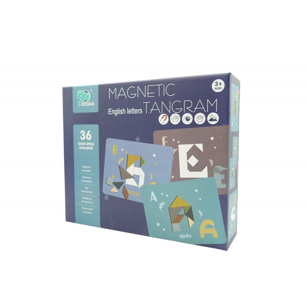 Joc Magnetic Tangram cu Tabla si Piese Geometrice, Puzzle Educativ pentru Copii +3 Ani, Dezvoltarea Abilitatilor Cognitive, Multicolor, 34 Piese