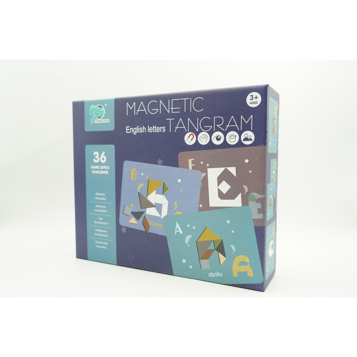 Joc Magnetic Tangram cu Tabla si Piese Geometrice, Puzzle Educativ pentru Copii +3 Ani, Dezvoltarea Abilitatilor Cognitive, Multicolor, 34 Piese