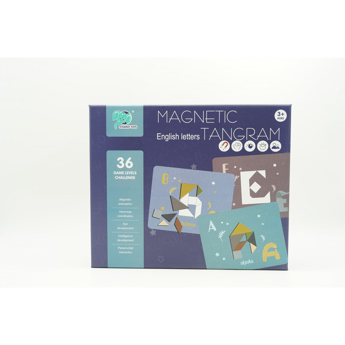 Joc Magnetic Tangram cu Tabla si Piese Geometrice, Puzzle Educativ pentru Copii +3 Ani, Dezvoltarea Abilitatilor Cognitive, Multicolor, 34 Piese