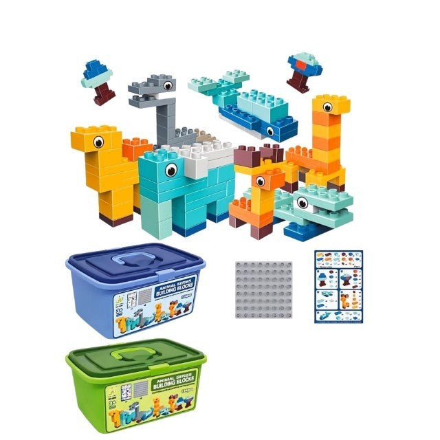 Set Piese de Constructii pentru Copii, Joc Educativ Creative Animal Series, Plastic Rezistent Non-Toxic, Multicolor, 134 Piese
