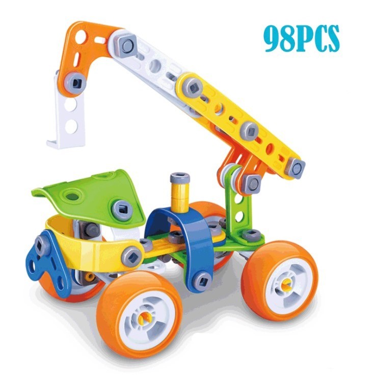 Set de Constructie Masini si Vehicule, Joc Educativ de Inginerie si Mecanica, Plastic Rezistent si Non-Toxic, 5 Modele de Asamblat, 98 Piese