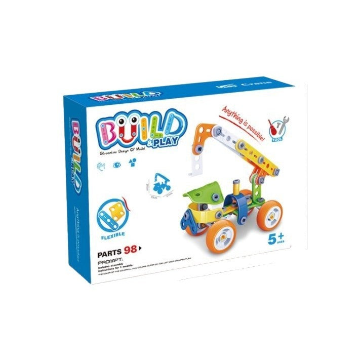 Set de Constructie Masini si Vehicule, Joc Educativ de Inginerie si Mecanica, Plastic Rezistent si Non-Toxic, 5 Modele de Asamblat, 98 Piese