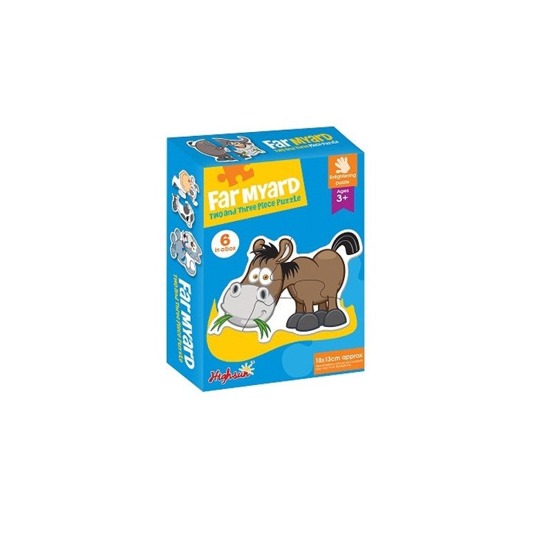 Set Puzzle Educativ pentru Copii, 6 Modele Animale de la Ferma, Dezvoltare Coordonare Mana-Ochi si Logica, Lemn, Multicolor, Set 6 Piese