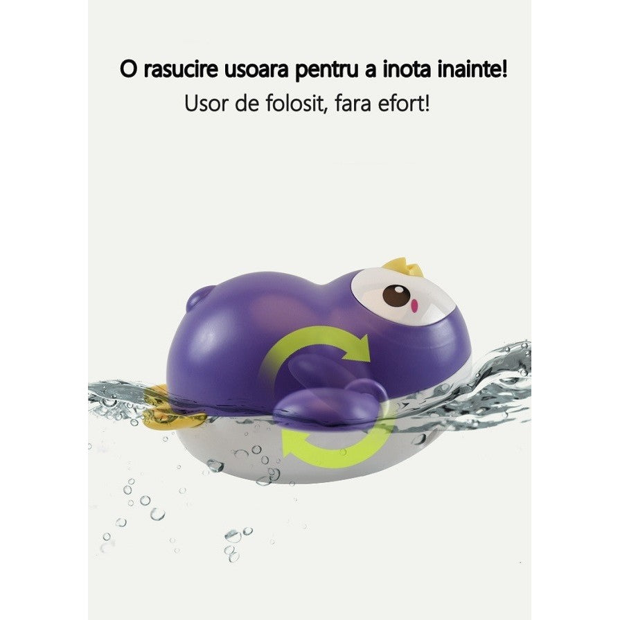Jucarie De Baie Interactiva, Pinguin Inotator Fara Baterii, Plastic ABS, Mov