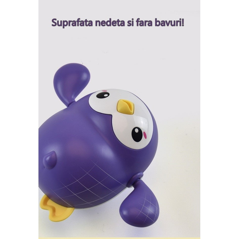 Jucarie De Baie Interactiva, Pinguin Inotator Fara Baterii, Plastic ABS, Mov
